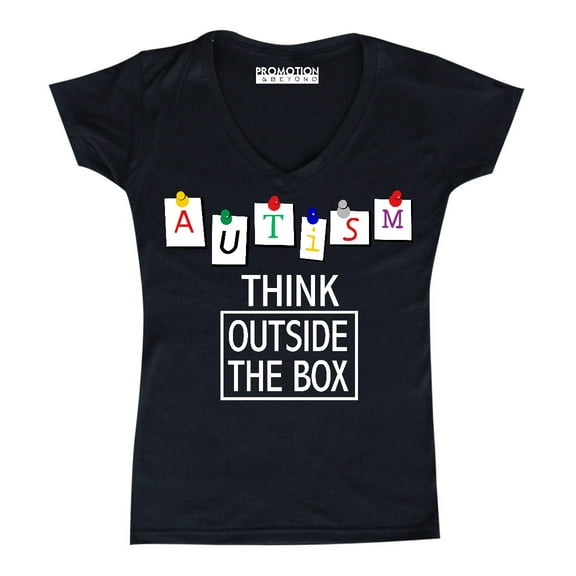 Autism Awareness Think Outside The Box Women's V-neck, XL, Black