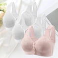 thumbnail image 2 of iHPH7 3 Pack Bra Front Closure for Women Snap Front Bra Daisy Bras for Older Women Front Button No Underwire Padded Bras for Women Push Up Bra Everyday Sleep Bras Soft White 4XL, 2 of 7