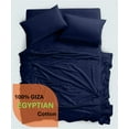 thumbnail image 2 of 1000 Thread Count, 100% Giza Egyptian Cotton Bedding Set, 4-PC Sheets Set, 22 Inch Deep Pocket of Fitted Sheet, Soft Sateen Weave Breathable - Navy Blue, Queen, 2 of 7