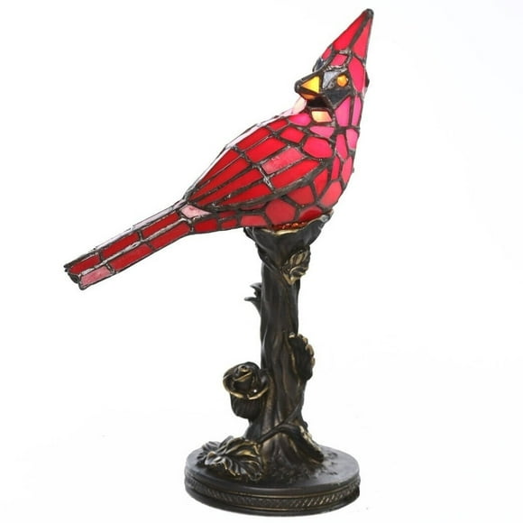Table Lamp Tiffany Style Accent Red Stained Glass Pattern Night Light