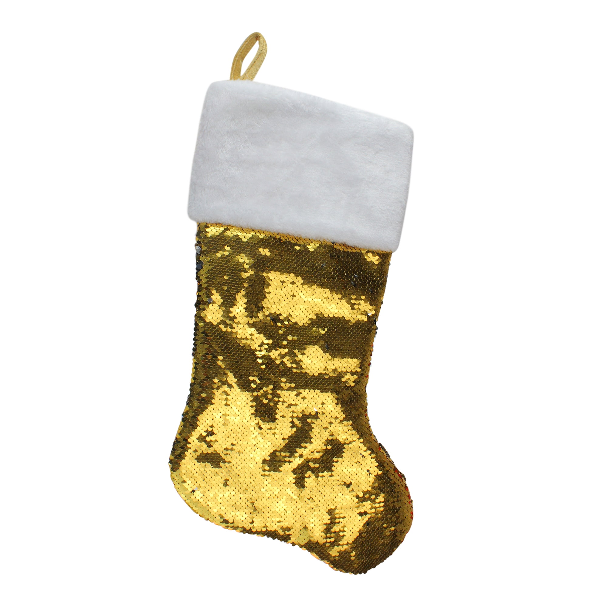 Silver Pink Gold Sequin Holiday/Christmas Stockings Gold Gold Trim about 14" 