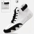 thumbnail image 5 of XIMIN Men's Casual Suede Lace Up Flats Ankle Boots Orthopedic Slip On Shoes Handmade High Top Boots Outdoor Lightweight Walking Sneakers Non-Slip Driving, 5 of 9