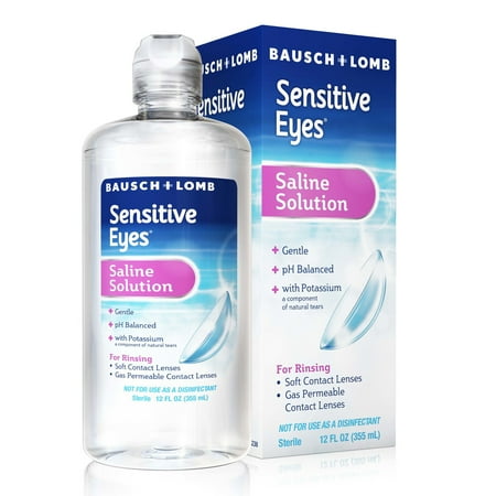 Sensitive Eyes Saline Solution from Bausch & Lomb, for Soft Contact & Gas Permeable Lenses, Saline Solution with Potassium, 12 Fl Oz (355 mL)