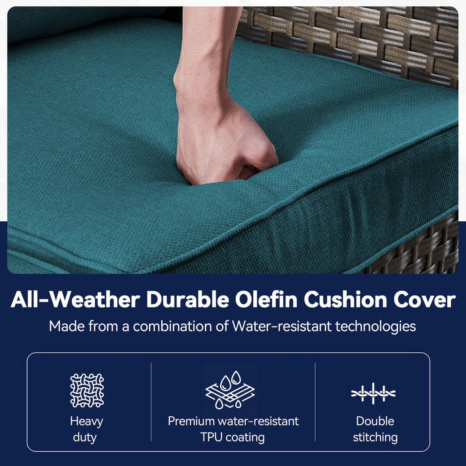 Bellefurn Deep Seat Cushion Set 25x22x4 inch Outdoor Cushions for Patio Furniture,Outdoor Chair Cushions Waterproof & Fade Resistant Patio Furniture Cushions for Wicker Chair,Sofa,Couch