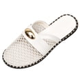 thumbnail image 2 of Women's Plus Size Mesh Slip-On Mule Flats, Round Toe with Metal Buckle, Breathable Casual Outdoor Sandals for Summer White 37, 2 of 5