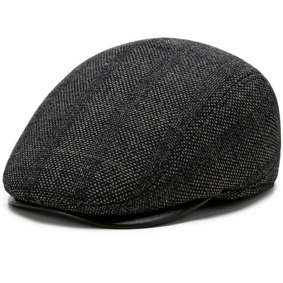 SikaFu Beret Cap Autumn Winter Hat Vintage Plaid Wool Beret Hats with Ear Flaps Thick Warm Ivy Newsboy Flat Cap Berets for Men