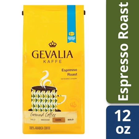 Gevalia Espresso Roast Ground Coffee, Caffeinated, 12 oz Bag
