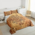 thumbnail image 3 of jejeloiu Retro Bohemian Flowers Queen Comforter Set,Rustic Damask Pattern Bedding Sets,Orange Vintage Floral Bedding Comforter Set For Men Womwn,Microfiber Bedroom Decor Reversible,3pcs, 3 of 8
