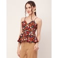 thumbnail image 2 of Moomaya Printed Peplum Tops For Women, Noodle Strap Blouse Top W/ Styles Back, 2 of 9