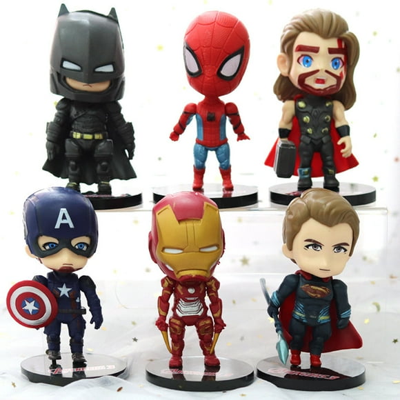 Batman Superman Spider-Man Captain America Action Figure Model Toy Table Decoration Gift 6pcs