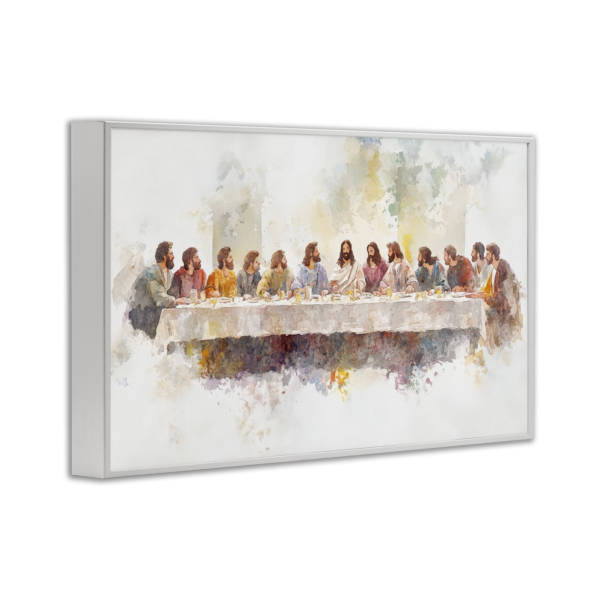 Stupell Industries Watercolor Supper Spirituality White Framed Giclee Art, design by Petal Prints Design