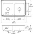 thumbnail image 2 of Elkay Lustertone Classic Stainless Steel 33" x 22" x 8-1/8", Equal Double Bowl Drop-in Sink with Perfect Drain, 2 of 7