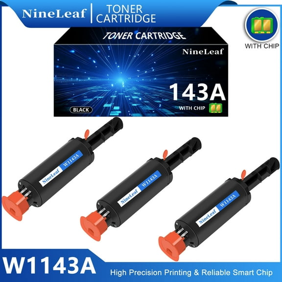 NineLeaf 143A Compatible Toner Reload Kit Replacement for HP W1143A 143A Black Toner cartridge use for Laser Neverstop 1001nw Printer MFP 1202w 1202nw 1201n Printers(3 Pack,2500 Pages)