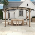 thumbnail image 2 of GAZEBETER 8.5 ft x 13 ft Outdoor Pergola with Arched Canopy,Natural Wood Looking Finish and Tan Shade for Backyard,Garden,Patio,Barbecue,Beige, 2 of 11