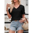 thumbnail image 4 of Yesfashion Womens Short Sleeve Tops Summer Casual V Neck T Shirts Blouses Solid Textured Knit Tee Tunic, 4 of 7