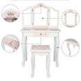 thumbnail image 3 of Zimtown Kid Vanity Set Makeup Dressing Table with Mirror Chair Drawer Pink, 3 of 9