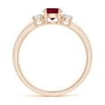 thumbnail image 2 of ANGARA Natural Classic Ruby and Diamond Three Stone Engagement Ring in 14K Rose Gold for Women (Size-5mm) | July Birthstone, Birthday, Anniversary, Jewelry Gift for Women | Natural Ruby Ring, 2 of 11