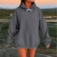 thumbnail image 2 of Sudaderas con capucha cómodas,Sudadera informal con capucha para mujer, color liso, cuello redondo, manga larga, corte holgado, mezcla de poliéster, ropa de calle cómoda para uso diario, sopatenor, 2 of 8