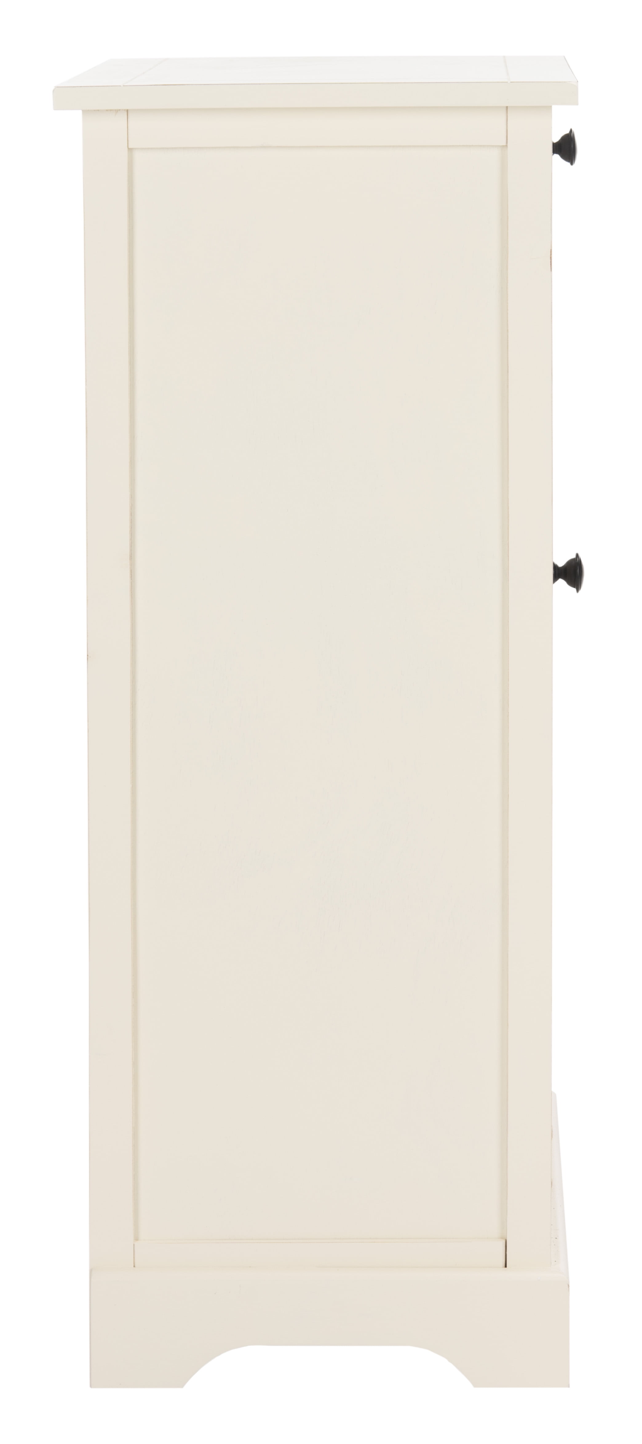SAFAVIEH Raven Solid Tall Storage Unit with Pullout Table and Basket, Distressed Cream