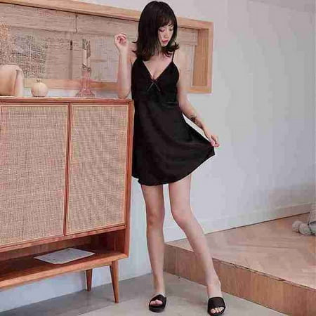 YCNYCHCHY Sexy Sleepwear Lace Night Dress Womens Nightgown Negligee Satin Lingerie Dress Summer Dressing Gown Nightwear Nightie