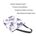 thumbnail image 3 of Open Top Canvas Tote Bag with Zipper Reusable Shopping Bag 13.5x15" Roomy Carryall Lavender-colored Butterfly Pattern, 3 of 9