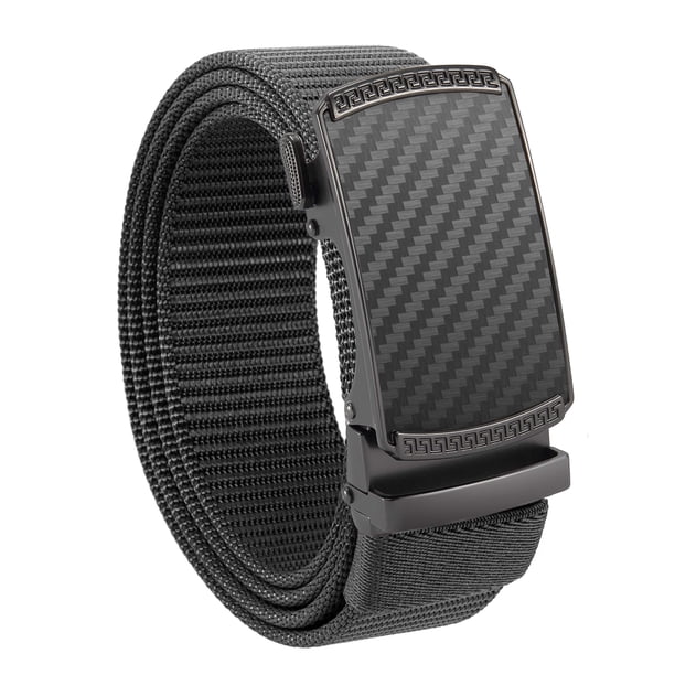 Cinturón Chaoren Ratchet de nailon gris para hombre, 3,5 cm, ajustable