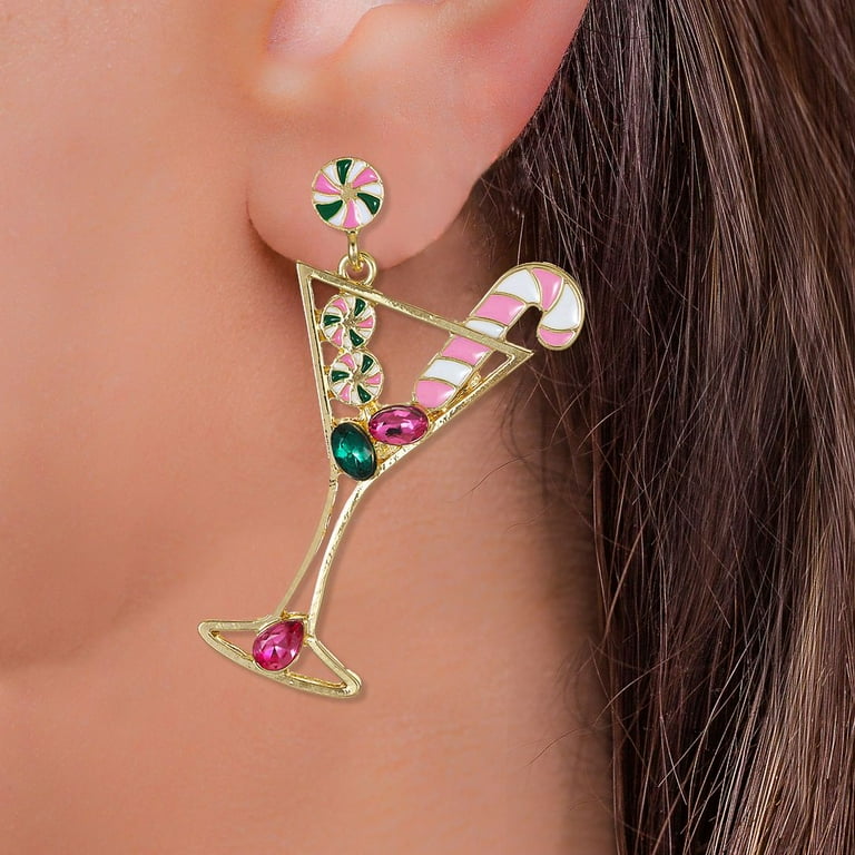 Packed Party Women s Goldtone Candy Canes Cocktails Earrings