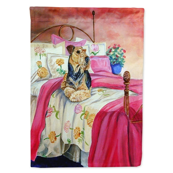 Carolines Treasures 7006-FLAG-PARENT Airedale Terrier Waiting on Mom Flag  multicolor