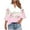 Pink, variant on Womens Tops Plus Size 3/4 Sleeves V-Neck Flare Sleeve Summer Solid T-shirt Pullover Blouse Pink XXL