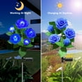 thumbnail image 2 of Syenll Solar Garden Light Outdoor, Solar Flower Lights with 5 Rose Flowers, LED Waterproof Solar Lights for Patio Yard Pathway, Blue, 2 of 9