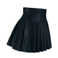 thumbnail image 4 of Riforla Leather Mini Skirt Women Fashion Pleated High Waist Short Solid Pu Skirt Women's Skirts Navy S, 4 of 5