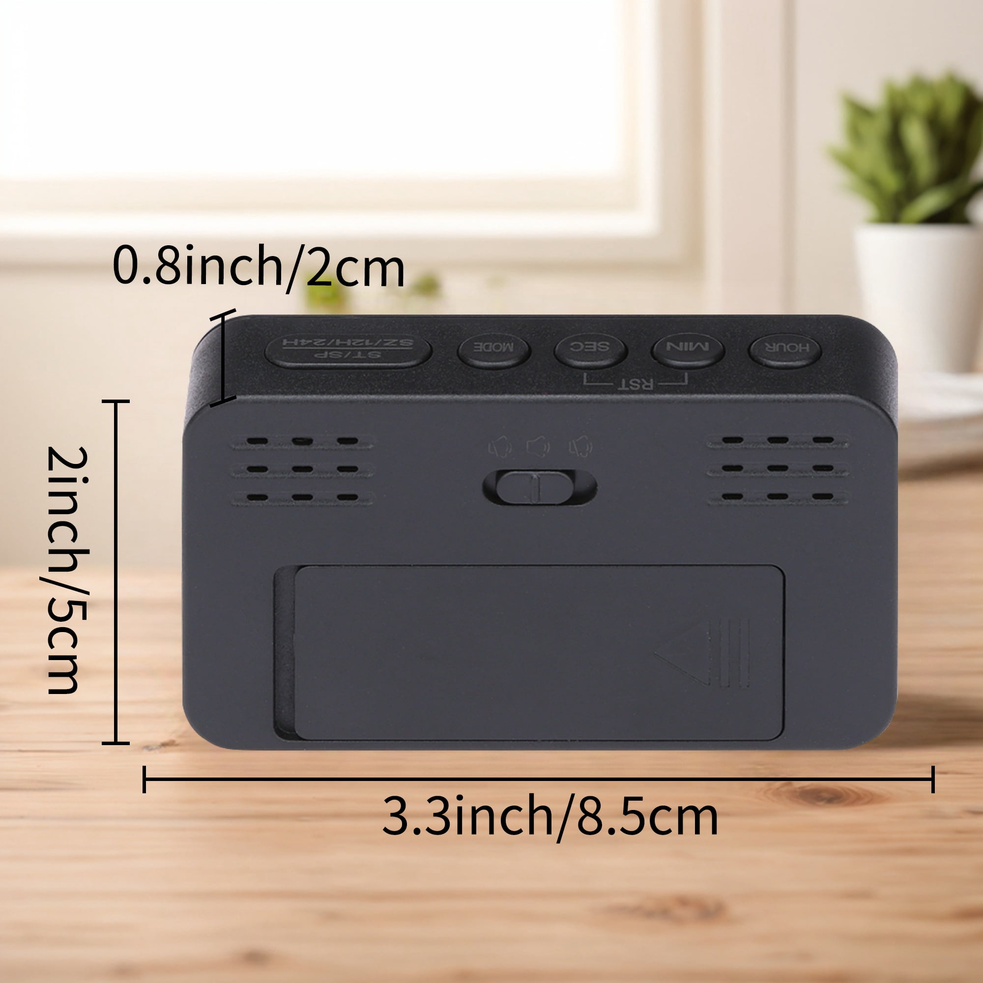 Unique Bargains 2 Pcs Small Loud Alarm Clock Battery Operated Desk Clock White Black/Blue