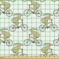 thumbnail image 2 of Ambesonne Hares Fabric by the Yard Upholstery, Hares Cycling Bike Wheels, 5 Yards, Tan White and Red, 2 of 5