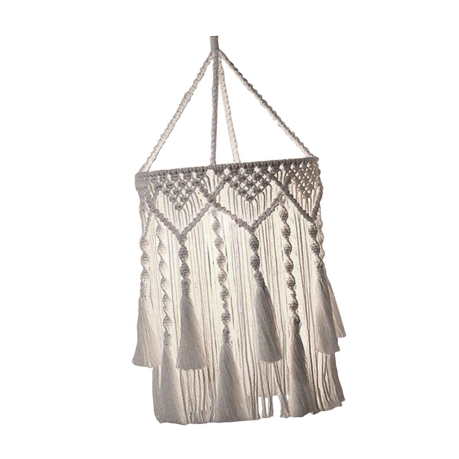 EHJRE Macrame Lamp Shade Boho Hanging Pendant Light Cover Light Fixtures Cover Ceiling Light Shade for Living Room Office Festival , A 30cmx75cm