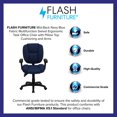 thumbnail image 3 of Mid-Back Navy Blue Fabric Multifunction Ergonomic Swivel Task Chair with Pillow Top Cushioning and Arms, 3 of 6