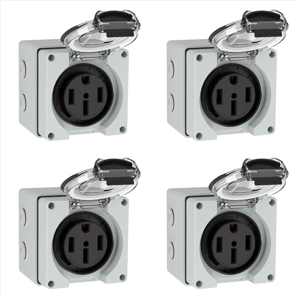 4X Caja de Tomacorriente de 50 A, 125/250 V, NEMA 14-50R, para Exteriores, Resistente Al Polvo y A la Intemperie, para Vehículos Eléctricos.