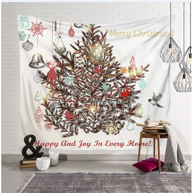 Tapiz de Navidad Árbol de Navidad Tela de Papá Noel Tela de pared Calcetines de Navidad Regalo de Navidad Tapiz colgante de pared WD.WDQZL Hogar