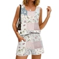 thumbnail image 4 of JULMCOMO 2 Piece Sets for Women Square Neck Floral Print Beach Vacation Lounge Outfits Drawstring 2026 Cruise Summer Clothes with Pockets Sky Blue 3XL, 4 of 8