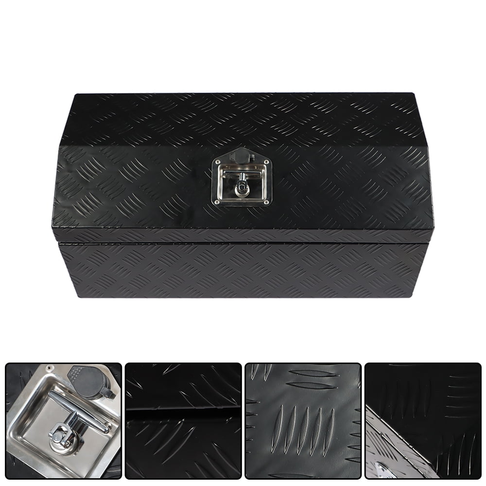 waltyotur 30 Inch Aluminum Trailer Tongue Tool Box Trailer Tongue Box Chest Box Replacement for Pickup Truck ATV Underbody RV Storage Box Organizer With Lock Key (Black)