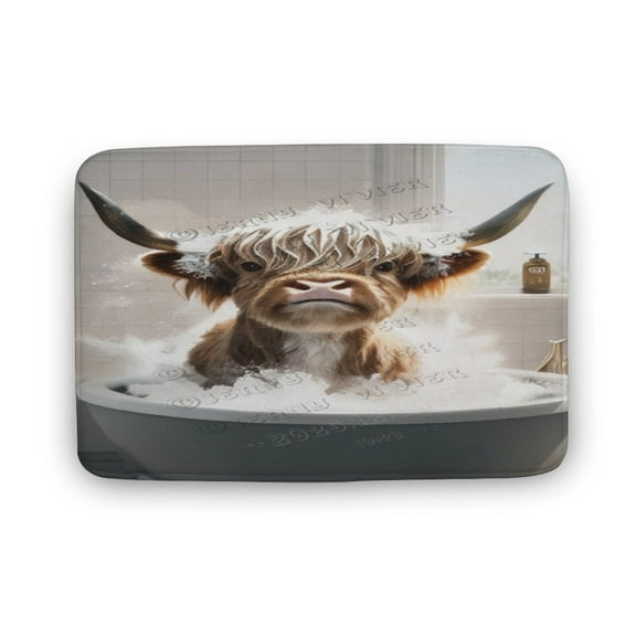 Funny Cow Bathroom Rug Bath Mat,Soft Rugs,Toilet rug,Funny Kitchen Shower Mat, Bedroom Door Mat,Plush Bathroom Decor Mat with Non Slip Backing 16"x24"