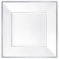 thumbnail image 1 of Amscan 430070 White Silver Trimmed Premium Square Dessert Plates - Pack of 96, 1 of 1