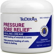 TriDerma MD Pressure Sore Relief Healing Cream for Bed Sores Treatment, Ulcers, Pressure Sores, Wound Healing, Chafed Skin and Hard-to-Heal Skin Sores with Calendula and AP4 Aloe, FSA ELIGIBLE 4oz Jar