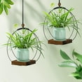 thumbnail image 6 of 2 Pack Hanging Plant Holder for Indoor, Black Plant Hanger with Wood Base (Plants/Pots Not Included), 6 of 7