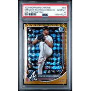 Graded 2025 Topps Bowman Chrome Spencer Schwellenbach #84 Gold Geometric /50 Rookie RC Baseball Card PSA 10 Gem Mint