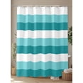 thumbnail image 4 of Fsddascl Aqua Teal White Striped Shower Curtain Set - 36" x 78" Washable Bathtub Curtain with 12 Hooks, Farmhouse Stripes Waterproof Fabric Stall Shower Curtains for Bathroom/Bathtub Décor, 4 of 6