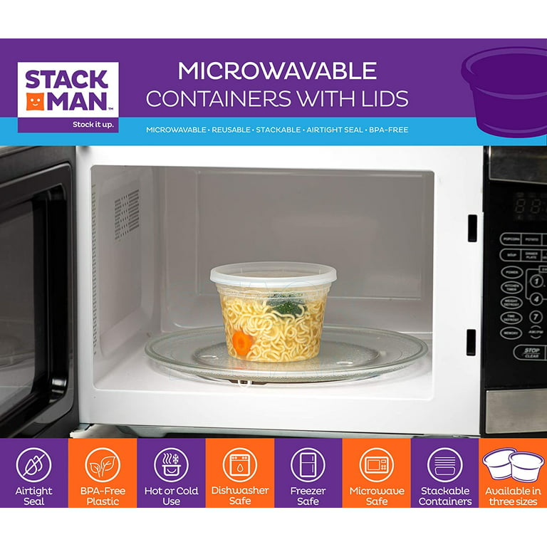 Stack Man Plastic Food Storage Containers with Airtight Lids, 16
