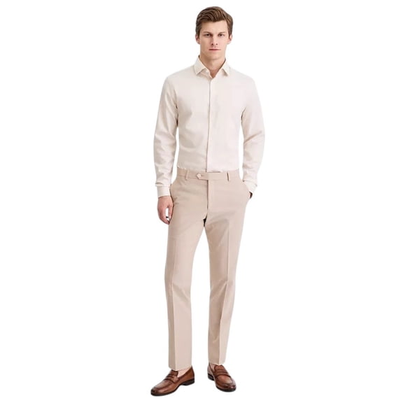 Tommy Hilfiger Mens Modern fit Dress Pants 38 / 34 Beige Solid Stretch