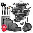 thumbnail image 1 of Juego de Baterías de Cocina – 23 Piezas – Ollas Negras de Varios Tamaños con Tapas, Sartenes y Utensilios para Hornear – Metal de Aluminio Prensado Reforzado - para Gas, Eléctrico, Cerámica e Inducció, 1 of 5