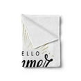 thumbnail image 2 of Hello Summer Soft Flannel Fleece Throw Blanket, Simplistic Hand Drawn Lettering Typography Holiday Party, Cozy Plush for Indoor and Outdoor Use, 70" x 90", Charcoal Grey White, by Ambesonne, 2 of 5