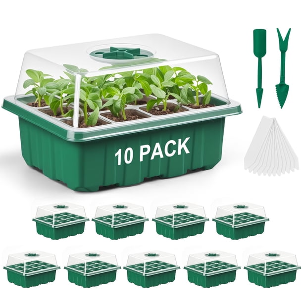 Kit de inicio de semillas WFOEJEJ, paquete de 10 unidades con cúpula de humedad ajustable
